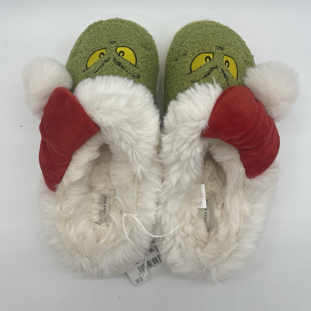 American Eagle Grinch Scuff Cozy Slippers‎ Women Size 10 Holiday Christmas NWT - Picture 5 of 6